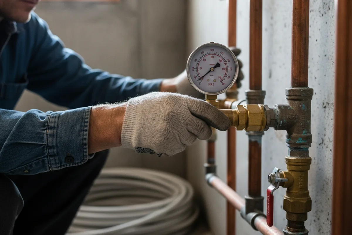 Pressure testing a repaired line during Water Line Repair in Hampton